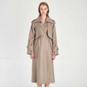 Classical Wool 100% Trench Coat-Dress_Melange-Greige [클래식 울 100% 트렌치 코트 드레스]