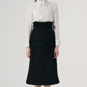 Cashmere Blending High Waist Cutting Edge Constructive Wrap Skirt_BLACK [캐시미어 하이웨이스트 컷팅 엣지 구조적인 레이어드 랩 스커트_블랙]